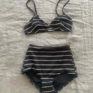 NWT Solid and striped two piece